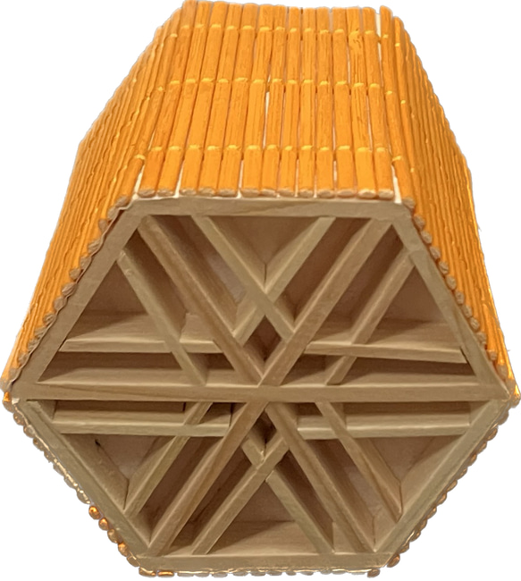 Hexagonal Bamboo Lamp With Kumiko - Medium 2枚目の画像