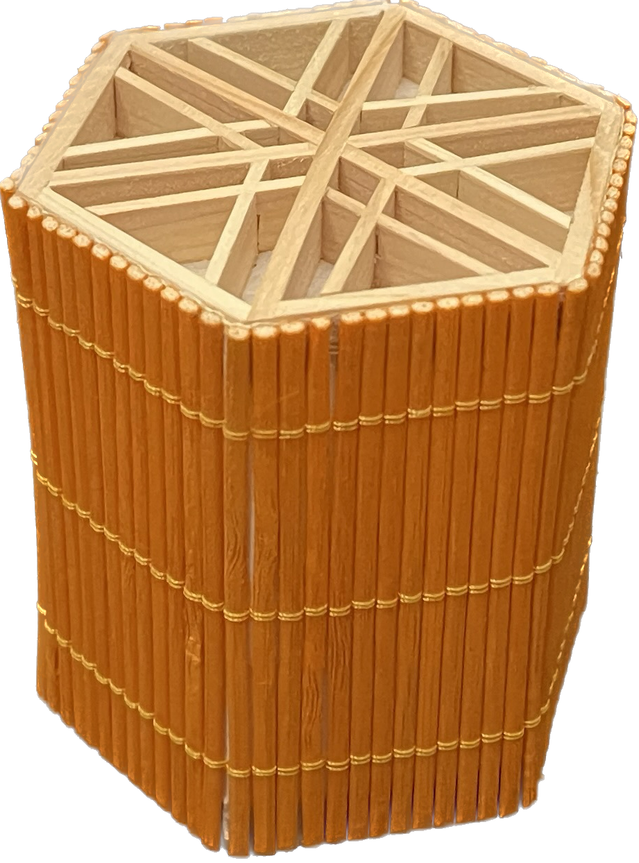 Hexagonal Bamboo Lamp With Kumiko - Medium