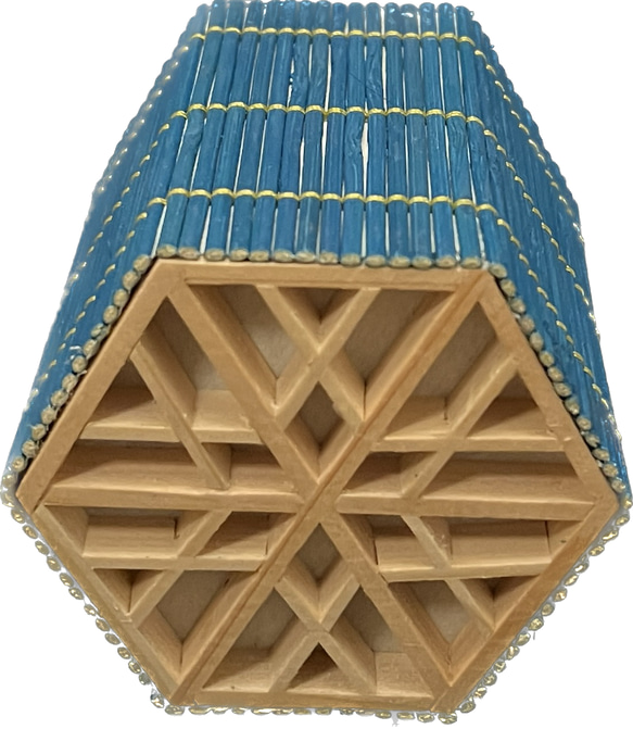 Hexagonal Bamboo Lamp With Kumiko - Medium 2枚目の画像