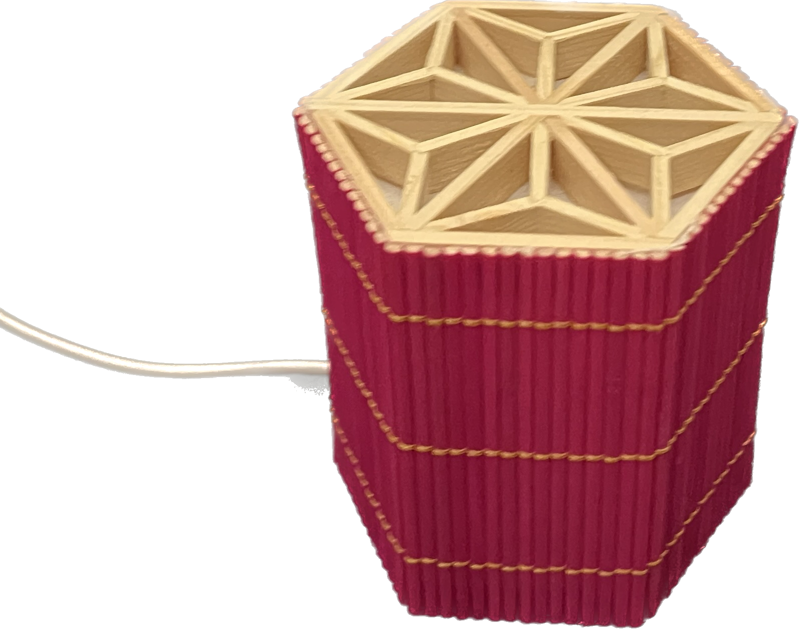 Hexagonal Bamboo Lamp With Kumiko - Medium