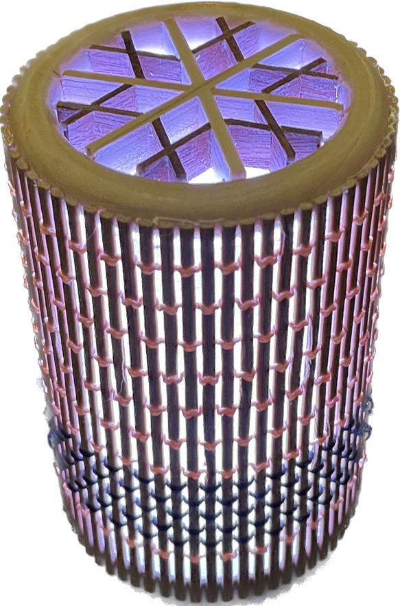 Cylindrical Bamboo Lamp With Kumiko - Medium 3枚目の画像