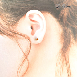 希少ストーン タンザニア産 宝石質 天然オレンジカイヤナイト 3mmピアス 316Ｌ 両耳用 金属アレルギー対策 立爪 8枚目の画像
