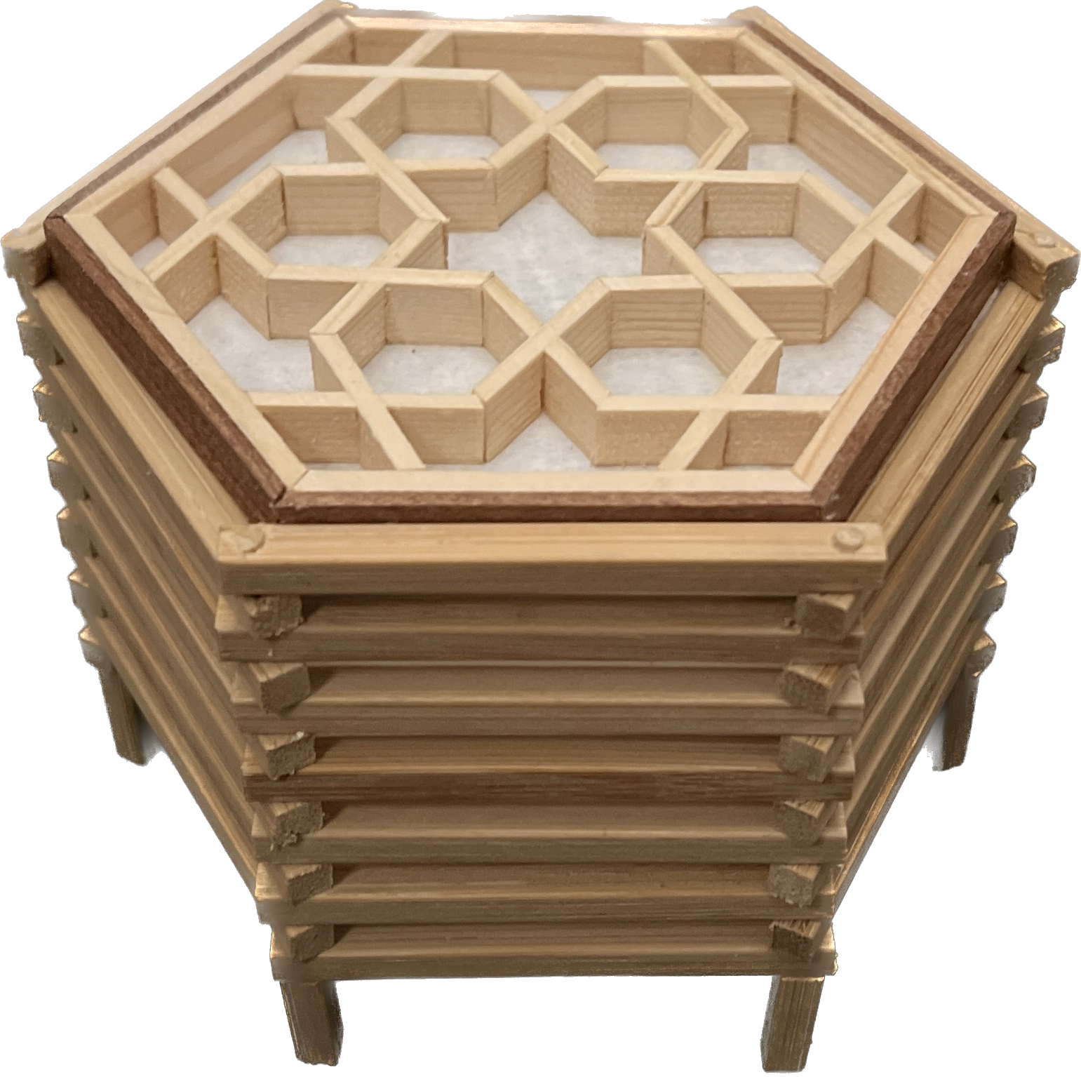 Hexagonal Bamboo Lamp With Kumiko - Special Turkish Motif