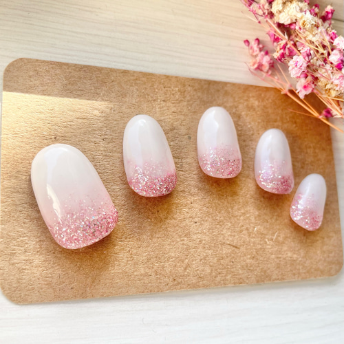 グラデーションネイル/ラメグラデーションネイル/ピンクネイル  