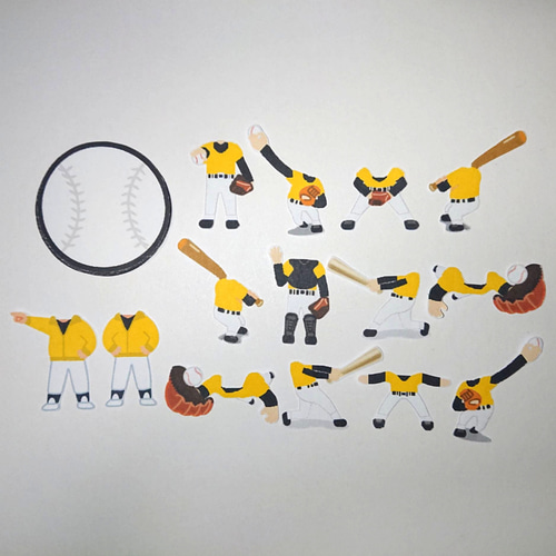 野球☆色紙・寄せ書き用シール12枚セット☆黄色×黒×白 キット