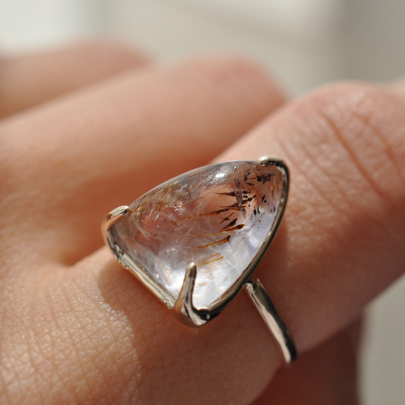 【K10】Goethite in Amethyst Ring　ゲーサイトインアメシスト リング  n.1 6枚目の画像