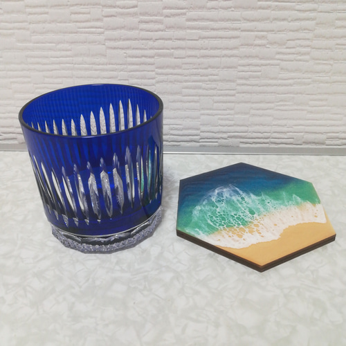 ゆらぎ36 ロックグラス ルリ】 約169mL ☆切子細工 切子雑貨 手磨き 