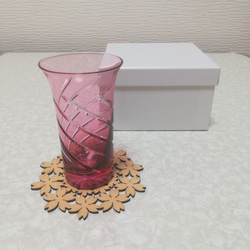 【らせん 一口ビール】ピンク ☆切子 ギフト インテリア☆ 2枚目の画像