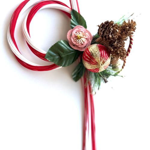 再販♡7 ラスト1水引梅をピンクに変え再販♡5白水引ふた輪赤梅飾り赤