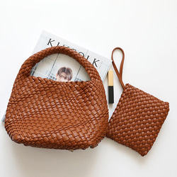 【手編みバッグ+小編みバッグ】マルチ多機能ハンドバッグ、クロスバッグ、ショルダーバッグ 3枚目の画像