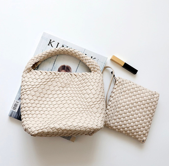 【手編みバッグ+小編みバッグ】マルチ多機能ハンドバッグ、クロスバッグ、ショルダーバッグ 8枚目の画像