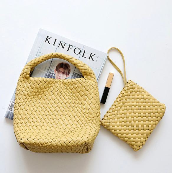 【手編みバッグ+小編みバッグ】マルチ多機能ハンドバッグ、クロスバッグ、ショルダーバッグ 6枚目の画像
