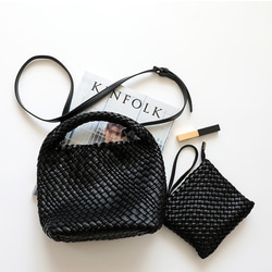 【手編みバッグ+小編みバッグ】マルチ多機能ハンドバッグ、クロスバッグ、ショルダーバッグ 2枚目の画像
