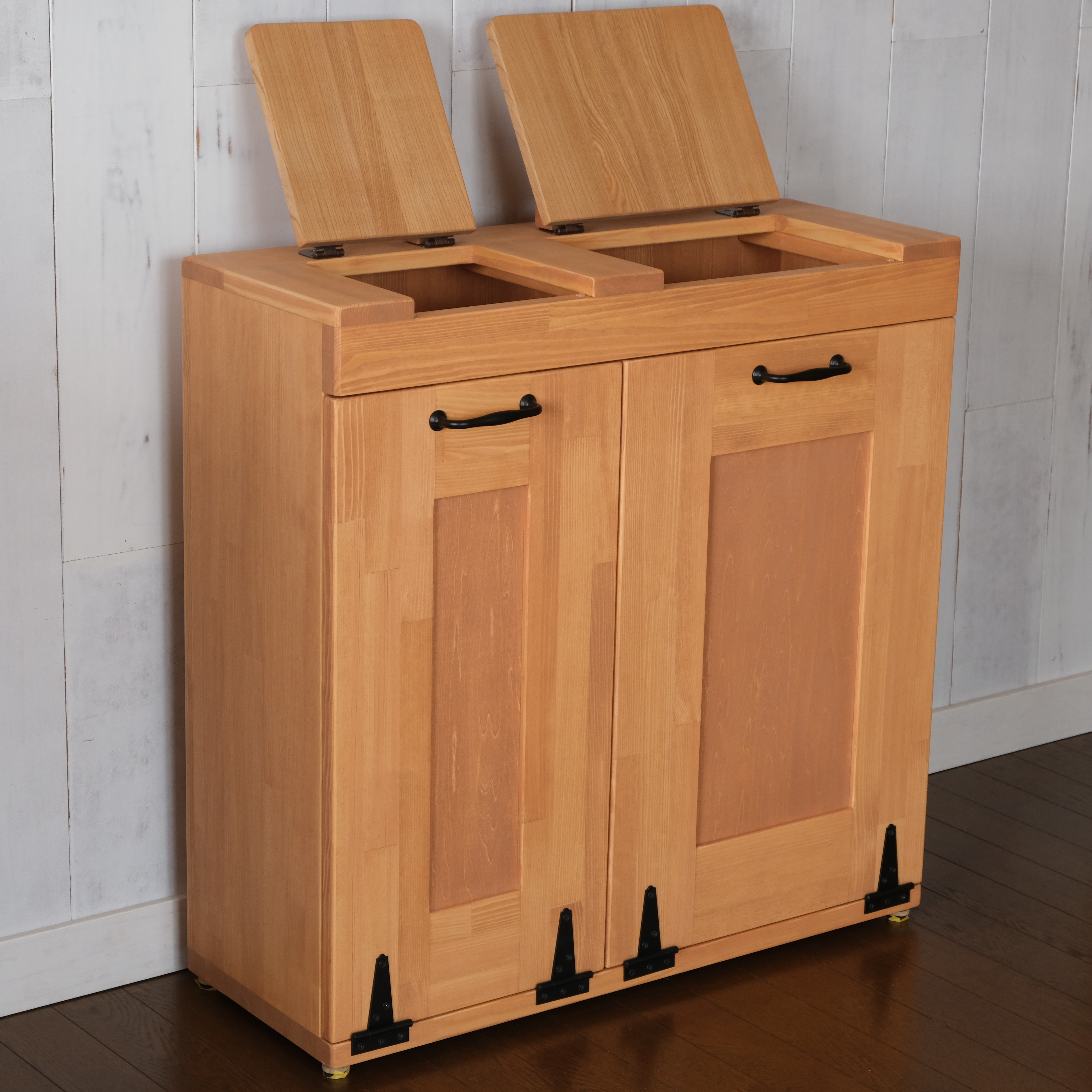 木製　分別　２連ダストボックス　ゴミ箱　ごみ箱