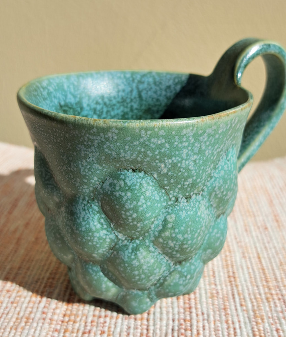 【Creema陶器市2024】玉サボテン様青銅マットコーヒーカップ、約190cc 3枚目の画像
