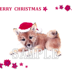 わんこのイラストのクリスマスカード（ポストカード）５枚セット 5枚目の画像