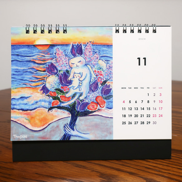 Tomoshibi ねこアートカレンダー2024  #卓上B6 #猫 #ねこ #辰年 #辰 #龍 #招き猫 #富士山 13枚目の画像