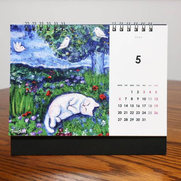 Tomoshibi ねこアートカレンダー2024  #卓上B6 #猫 #ねこ #辰年 #辰 #龍 #招き猫 #富士山 7枚目の画像