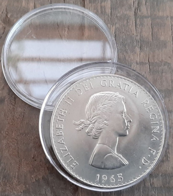 エリザベス女王 英国 イギリス 1965年  ブリティッシュ クラウン コイン  5シリング 28g 39mm  美品 3枚目の画像