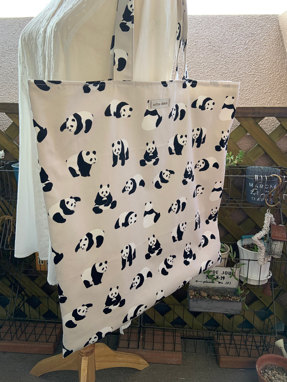 選べる1色❗️大きなトート　パンダ　お着替えや制服などを入れるサブバッグ 7枚目の画像