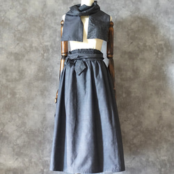 1688　大島紬リメイク☆ギャザースカート+ガウチョパンツ＆トートバッグストール 着物リメイク 大島紬ギャザースカート ロングスカート（マキシ丈