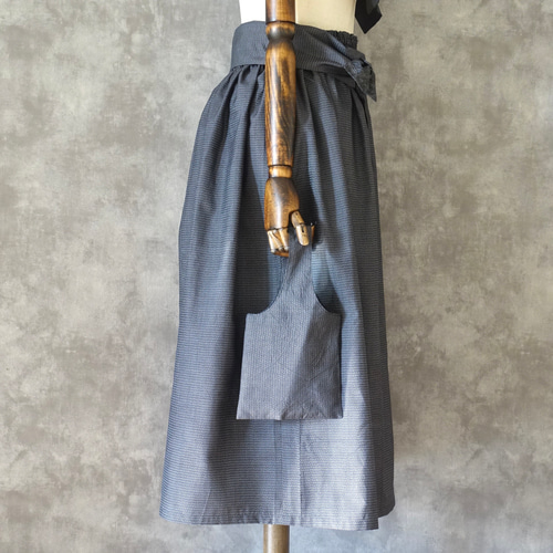 1772　大島紬リメイク☆ギャザースカート+ガウチョパンツ＆トートバッグストール 日本/大島紬】アンティーク大島紬のパッチワークガウチョパンツ