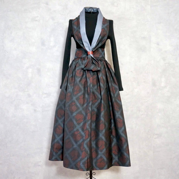 【一点モノ】大島紬 着物リメイク ギャザー スカート & スヌード 〜 四季 で心地良い 上質 絹 100% 〜 F1433663285(11050円)