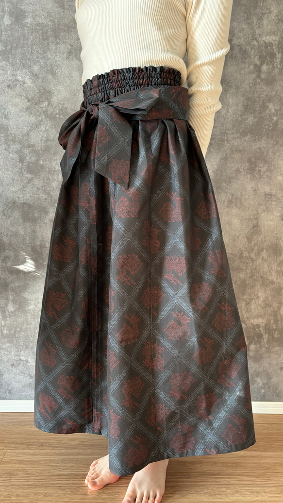 【一点モノ】大島紬 着物リメイク ギャザー スカート & スヌード 〜 四季 で心地良い 上質 絹 100% 〜 F1433663285(11050円)