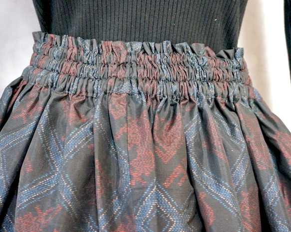 【一点モノ】大島紬 着物リメイク ギャザー スカート & スヌード 〜 四季 で心地良い 上質 絹 100% 〜 F1433663285(11050円)