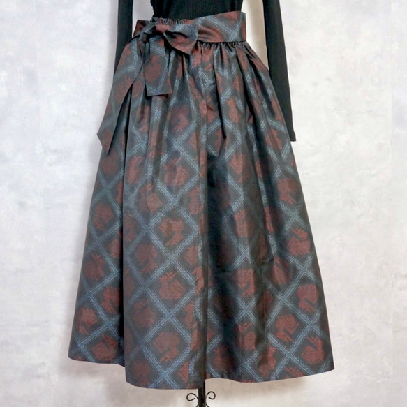 【一点モノ】大島紬 着物リメイク ギャザー スカート & スヌード 〜 四季 で心地良い 上質 絹 100% 〜 F1433663285(11050円)