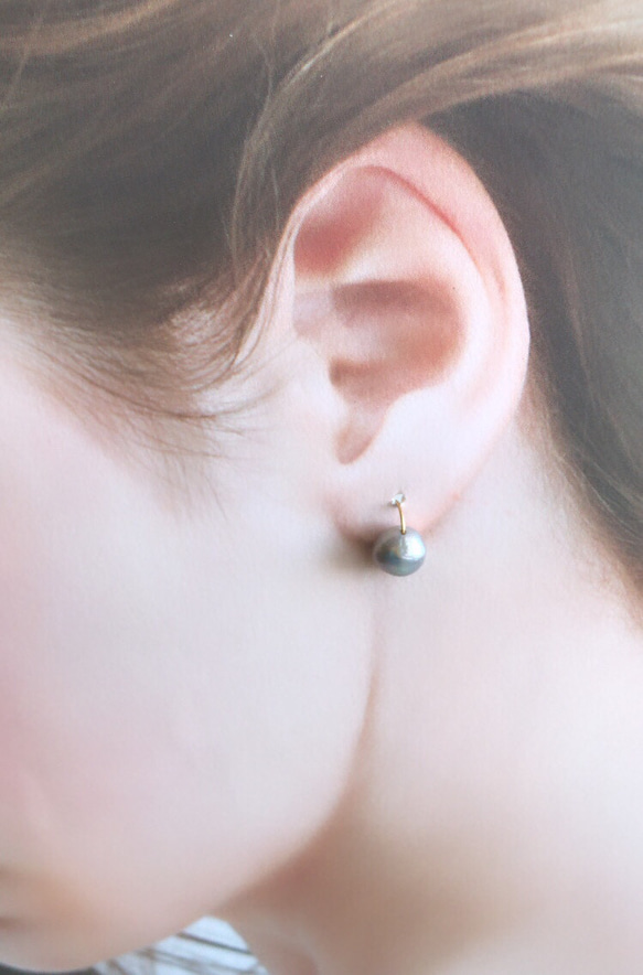 新色✳︎✳︎〈サージカルステンレス〉〈淡水パール〉バロックかわいい♡フックピアス② 4枚目の画像