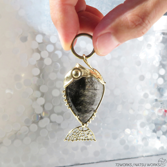 トルマリン in クォーツ フィッシュ チャーム / Tourmaline in Quartz Fish charms 5枚目の画像