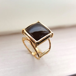 FRAMEWORK square gold plating ring　スモーキークォーツ 4枚目の画像