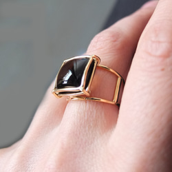 FRAMEWORK square gold plating ring　スモーキークォーツ 1枚目の画像