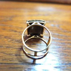 FRAMEWORK square gold plating ring　スモーキークォーツ 5枚目の画像