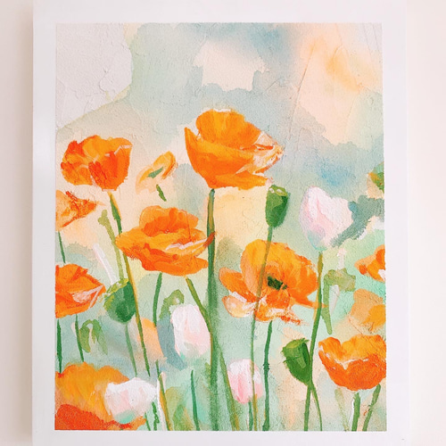 絵画　花　原画 原画】花畑の絵 絵画 Hang 通販 16975531｜Creema(クリーマ)