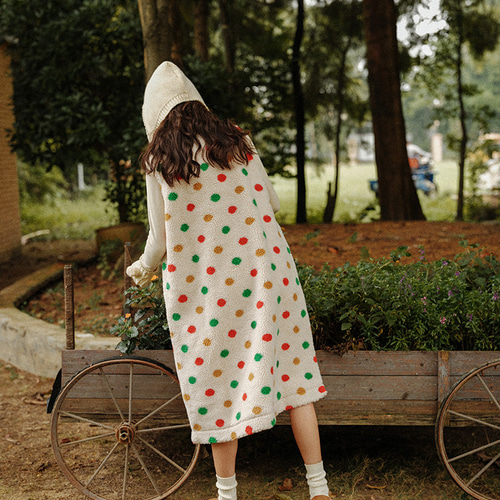 秋冬 日系 スイートなスタイル カラフルな水玉模様 ゆったり