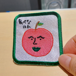 食べなはれ グリーン ワッペン アップリケ 刺繍 りんご リンゴ オリジナル 日本語 平仮名 面白い ユニーク 個性的 20枚目の画像