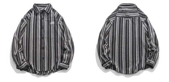 春と秋の新作縦ストライプ刺繍長袖シャツメンズカーディガンカジュアルシャツ 3カラー 20.-1210 7枚目の画像