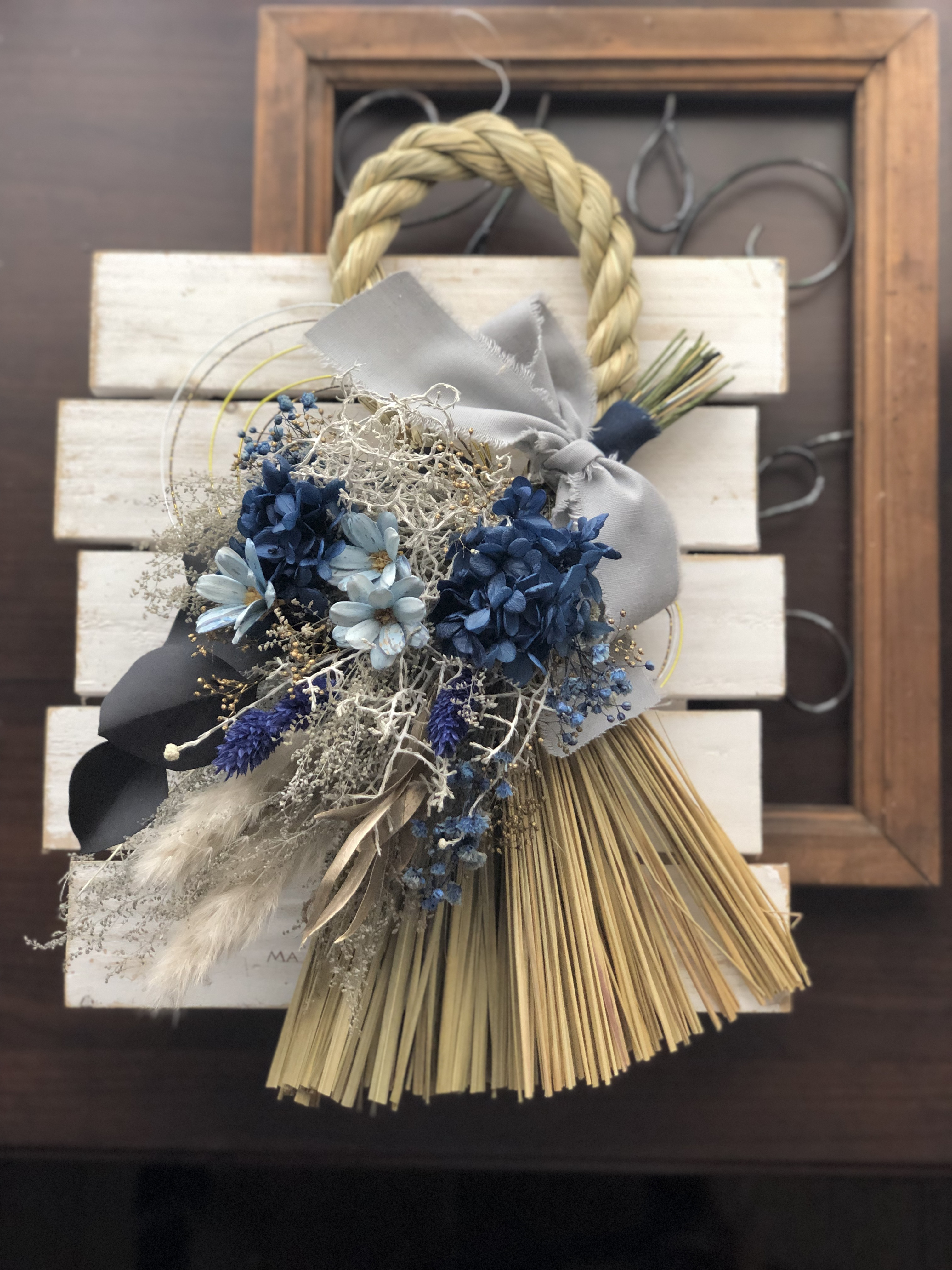 ドライフラワー　スワッグ　しめ縄　リース　No.73