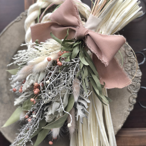 2026年ꕤ︎︎しめ縄飾り リースꕤ︎︎ドライフラワー スワッグ 2way