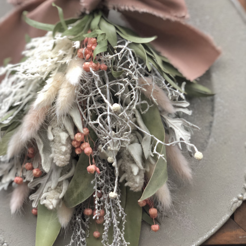 ドライフラワー2way⭐︎しめ縄飾り&スワッグ〜ピンクホワイト〜 しめ縄