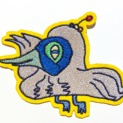 フジ色鳥 小サイズ ワッペン アップリケ パッチ 刺繍 オリジナル ホームメイド 個性的 ユニーク 面白い 鳥 ブルー 9枚目の画像