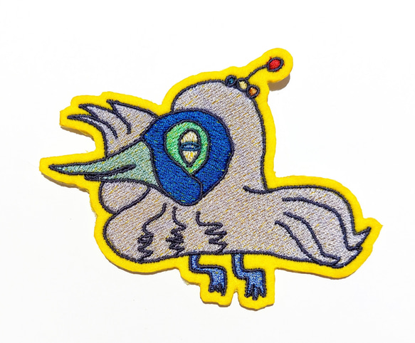 フジ色鳥 小サイズ ワッペン アップリケ パッチ 刺繍 オリジナル ホームメイド 個性的 ユニーク 面白い 鳥 ブルー 10枚目の画像