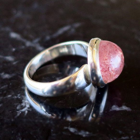 ストロベリークォーツSV925リング strawberry quartz ring 3枚目の画像