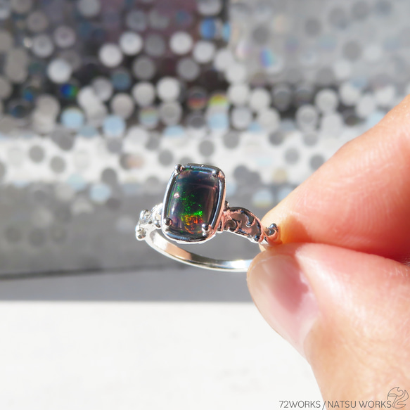 ブラックオパール リング / Ethiopian Black Opal Ring ll 4枚目の画像