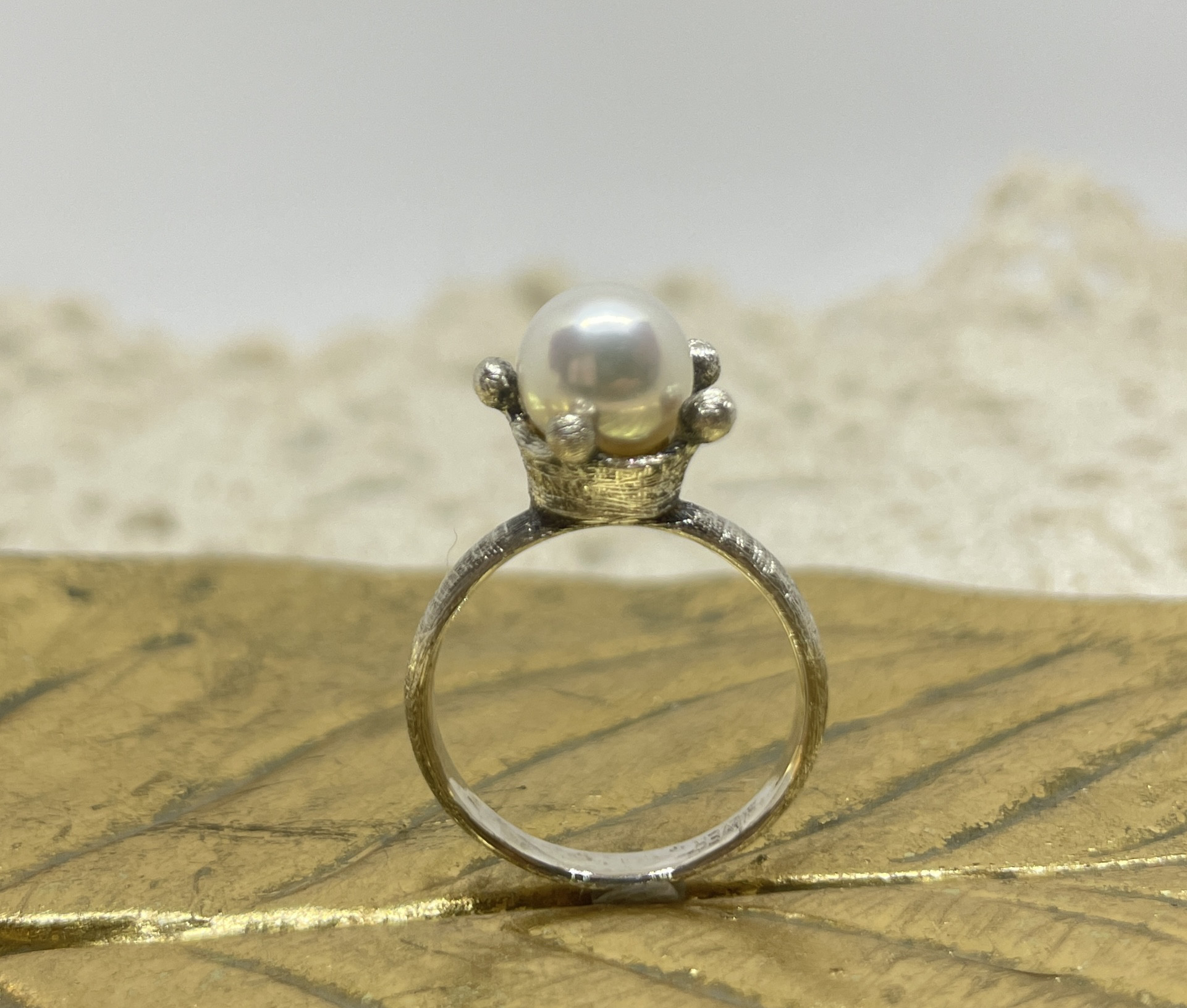 SILVER × 天然パール　ミルククラウン リング