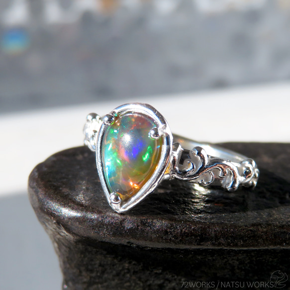 ブラックオパール リング / Ethiopian Black Opal Ring llll 8枚目の画像