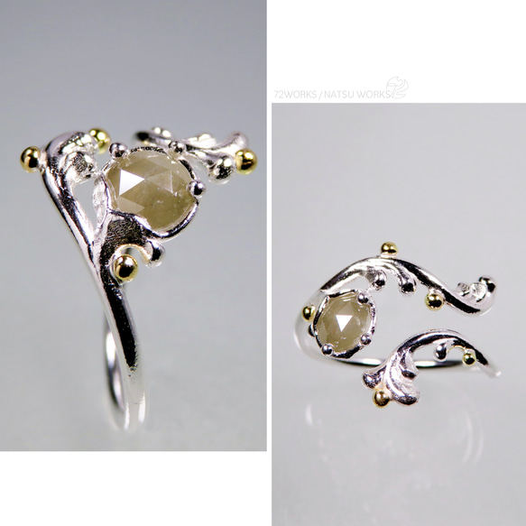 ボタニカル ダイヤモンド リング / Botanical Diamond and 18K Ring 3枚目の画像