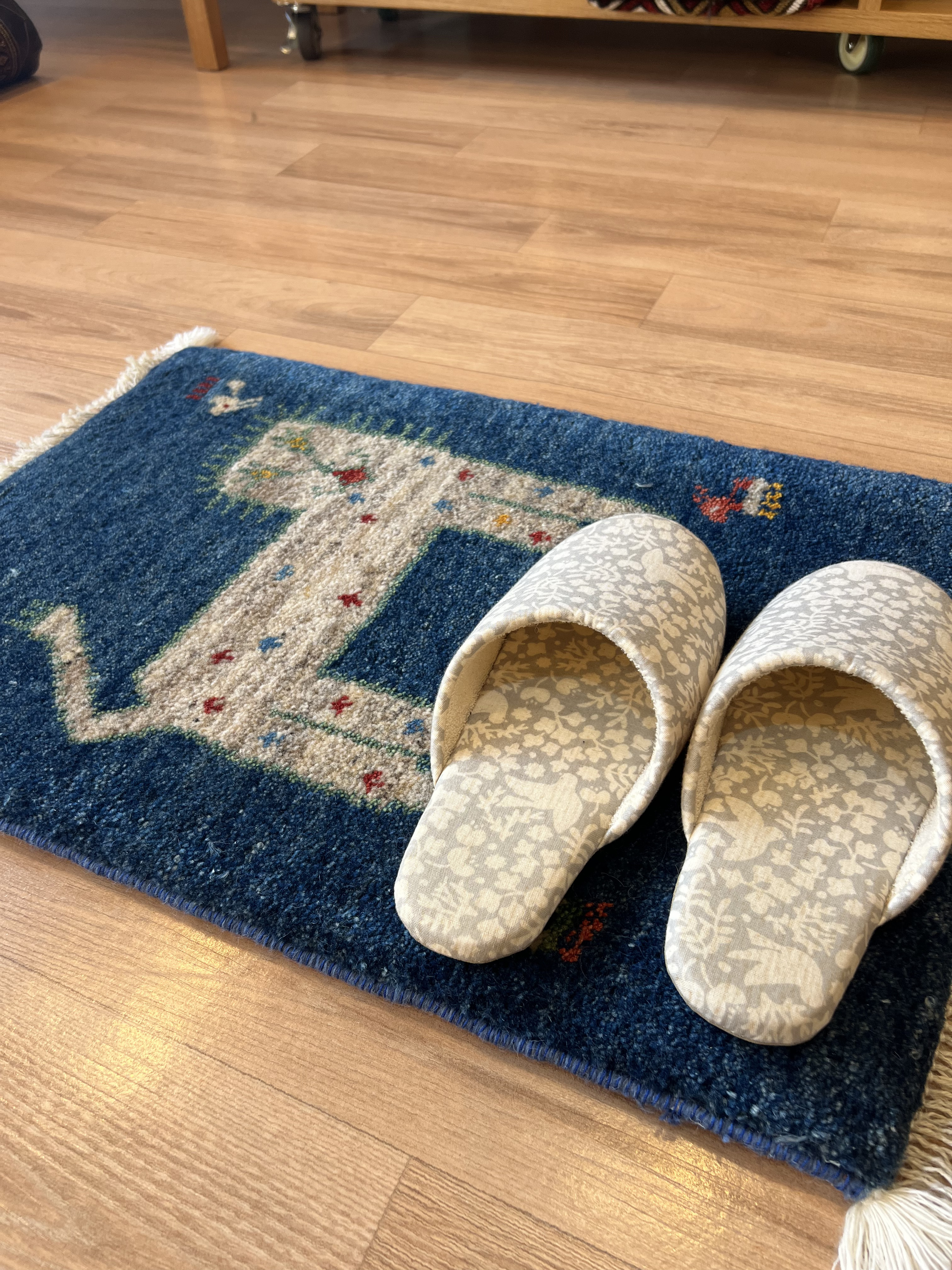 ●送料無料●ギャッベ【60×40】No.588（ライオンギャッベ～ブルー）玄関マット・小さめ玄関マット